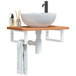 vidaXL Ripiano a Parete per Lavabo in Acciaio e Massello di Faggio