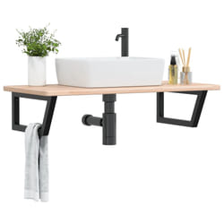 vidaXL Ripiano a Parete per Lavabo in Acciaio e Massello di Rovere