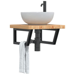 vidaXL Ripiano a Parete per Lavabo in Acciaio e Massello di Rovere