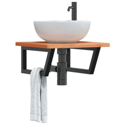 vidaXL Ripiano a Parete per Lavabo in Acciaio e Massello di Faggio