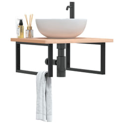 vidaXL Ripiano a Parete per Lavabo in Acciaio e Massello di Faggio
