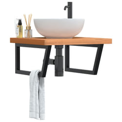 vidaXL Ripiano a Parete per Lavabo in Acciaio e Massello di Faggio