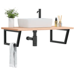 vidaXL Ripiano a Parete per Lavabo in Acciaio e Massello di Faggio