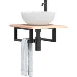 Ripiano a Parete per Lavabo in Acciaio e Massello di Rovere Vidaxl 963719