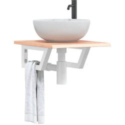 Ripiano a Parete per Lavabo in Acciaio e Massello di Rovere Vidaxl 452048