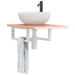 vidaXL Ripiano a Parete per Lavabo in Acciaio e Massello di Rovere