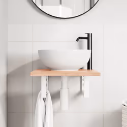vidaXL Ripiano a Parete per Lavabo in Acciaio e Massello di Rovere - Vista aggiuntiva 3