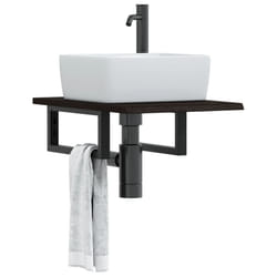 vidaXL Ripiano a Parete per Lavabo in Acciaio e Massello di Rovere