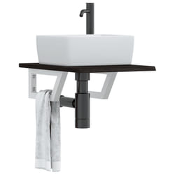 vidaXL Ripiano a Parete per Lavabo in Acciaio e Massello di Rovere