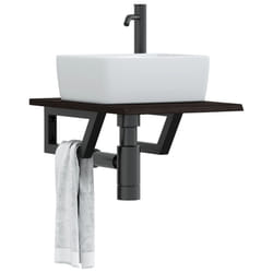 vidaXL Ripiano a Parete per Lavabo in Acciaio e Massello di Rovere