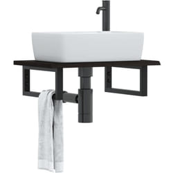 Ripiano a Parete per Lavabo in Acciaio e Massello di Rovere Vidaxl 567251