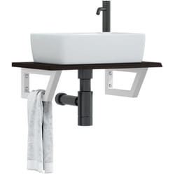 Ripiano a Parete per Lavabo in Acciaio e Massello di Rovere Vidaxl 587266