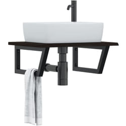 Ripiano a Parete per Lavabo in Acciaio e Massello di Rovere - Vidaxl