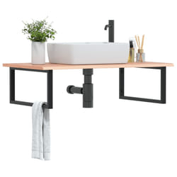 vidaXL Ripiano a Parete per Lavabo in Acciaio e Massello di Rovere
