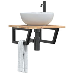 vidaXL Ripiano a Parete per Lavabo in Acciaio e Massello di Acacia