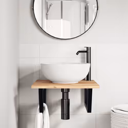 vidaXL Ripiano a Parete per Lavabo in Acciaio e Massello di Acacia - Vista aggiuntiva 3