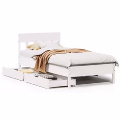 vidaXL Letto senza Materasso Bianco 90x190 cm in Legno Massello Pino - Vista aggiuntiva 2