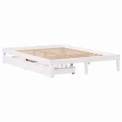 vidaXL Giroletto con Cassetti Bianco 160x200 cm Legno Massello di Pino - Vista aggiuntiva 3