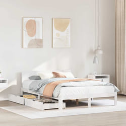 vidaXL Giroletto con Cassetti Bianco 135x190 cm Legno Massello di Pino