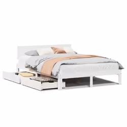 vidaXL Giroletto con Cassetti Bianco 135x190 cm Legno Massello di Pino - Vista aggiuntiva 2
