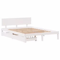 vidaXL Giroletto con Cassetti Bianco 135x190 cm Legno Massello di Pino - Vista aggiuntiva 3