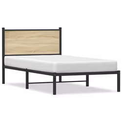 vidaXL Giroletto senza Materaso in Metallo Rovere Sonoma 100x190 cm - Vista aggiuntiva 2