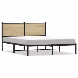 vidaXL Giroletto senza Materaso in Metallo Rovere Sonoma 140x190 cm - Vista aggiuntiva 2