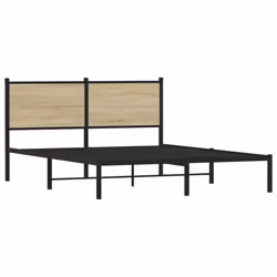 vidaXL Giroletto senza Materaso in Metallo Rovere Sonoma 140x190 cm - Vista aggiuntiva 3