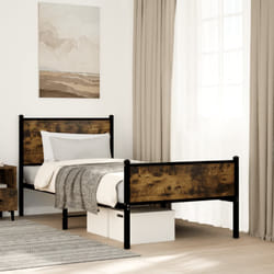 vidaXL Giroletto senza Materaso in Metallo Rovere Fumo 80x200 cm