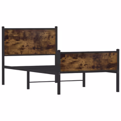 vidaXL Giroletto senza Materaso in Metallo Rovere Fumo 80x200 cm - Vista aggiuntiva 3