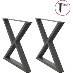 Gambe per Tavolo da Pranzo 2pz Antracite 90x(72-73,3)cm Acciaio Vidaxl 522260