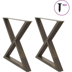 Gambe per Tavolo da Pranzo 2 pz Naturale 90x(72-73,3)cm Acciaio Vidaxl 490898