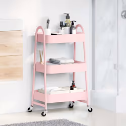 vidaXL Carrello portaoggetti a 3 ripiani rosa 42x41,5x77 cm in acciaio - Vista aggiuntiva 3