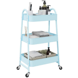 Carrello Portaoggetti a 3 Ripiani Blu 42x41,5x77 cm in Acciaio Vidaxl 7133