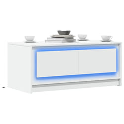 vidaXL Tavolino da Salotto con Luci LED Bianco in Truciolato