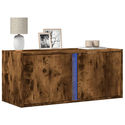 vidaXL Mobile TV a Parete con Luci LED Rovere Fumo 80x31x35 cm