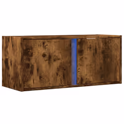 vidaXL Mobile TV a Parete con Luci LED Rovere Fumo 80x31x35 cm - Vista aggiuntiva 3
