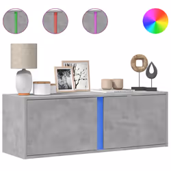 vidaXL Mobile TV a Parete con Luci LED Grigio Cemento 100x31x35 cm - Vista aggiuntiva 2