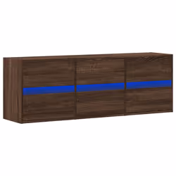 vidaXL Mobile TV a Parete con Luci LED Rovere Marrone 130x31x45 cm - Vista aggiuntiva 3