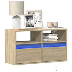 vidaXL Mobile TV a Parete con Luci LED Rovere Sonoma 80x31x45 cm