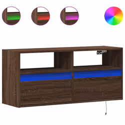 vidaXL Mobile TV a Parete con Luci LED Rovere Marrone 100x31x45 cm - Vista aggiuntiva 2