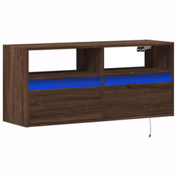 vidaXL Mobile TV a Parete con Luci LED Rovere Marrone 100x31x45 cm - Vista aggiuntiva 3