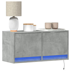 vidaXL Mobile TV a Parete con Luci LED Grigio Cemento 80x31x35 cm