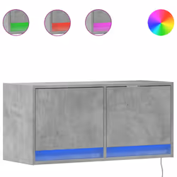 vidaXL Mobile TV a Parete con Luci LED Grigio Cemento 80x31x35 cm - Vista aggiuntiva 2