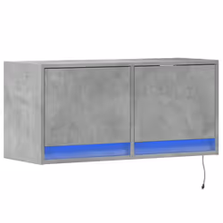 vidaXL Mobile TV a Parete con Luci LED Grigio Cemento 80x31x35 cm - Vista aggiuntiva 3