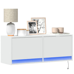 vidaXL Mobile TV a Parete con Luci LED Bianco 100x31x35 cm