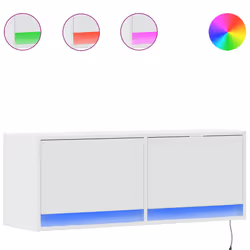vidaXL Mobile TV a Parete con Luci LED Bianco 100x31x35 cm - Vista aggiuntiva 2