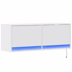 vidaXL Mobile TV a Parete con Luci LED Bianco 100x31x35 cm - Vista aggiuntiva 3