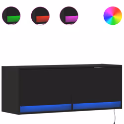 vidaXL Mobile TV a Parete con Luci LED Nero 100x31x35 cm - Vista aggiuntiva 2