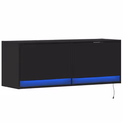 vidaXL Mobile TV a Parete con Luci LED Nero 100x31x35 cm - Vista aggiuntiva 3